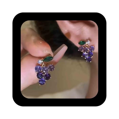 Cimenexe Böhmischen Kristall Traube Baumeln Ohrringe Funkelnden Lila Traube Tropfen Ohrringe Amethyst Cz Obst Trauben Ohrring Niedlichen Obst Ohrstecker Schmuck Für Frauen von Cimenexe
