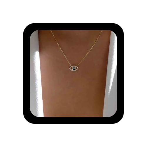 Cimenexe Böhmischen Smaragd Böse Auge Anhänger Halskette Gold Kristall Auge Halskette Kette Grün Cz Teufel Auge Choker Halskette Gepflastert Strass Dämon Auge Halskette Schmuck Für Frauen Und Mädchen von Cimenexe