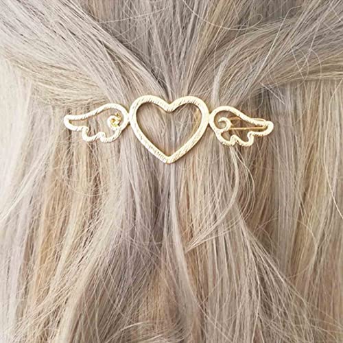 Cimenexe Böhmisches Herz Haarspange Hohles Herz Haarspange Liebesherz Baumeln Haarnadel Gold Engelsflügel Haarnadeln Clips Metall Herz Kopfbedeckung Dekorativer Haarschmuck Schmuck für Frauen und von Cimenexe