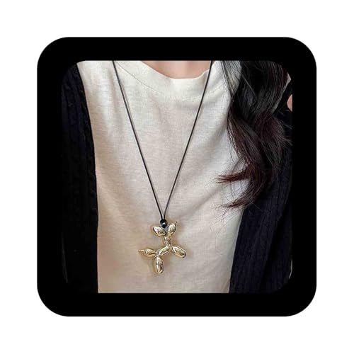 Cimenexe Bohème Ballon Hund Choker Halskette Gold Ballon Hund Anhänger Halskette 3d Welpe Wachs Seil Halskette Ballon Pudel Leder Schnur Halskette Lange Pullover Halskette Schmuck Für Frauen von Cimenexe