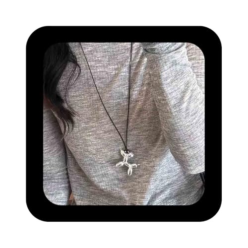 Cimenexe Bohème Ballon Hund Choker Halskette Silber Ballon Hund Anhänger Halskette 3d Welpe Wachs Seil Halskette Ballon Pudel Leder Schnur Halskette Lange Pullover Halskette Schmuck Für Frauen von Cimenexe