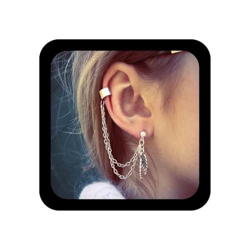 Cimenexe Bohème Blatt Knorpel / Plan Ohrring Gold / Silber Ohrklemme Kette Quaste Ohrring Manschette Kette Schmuck für Frauen und Mädchen Geschenke von Cimenexe