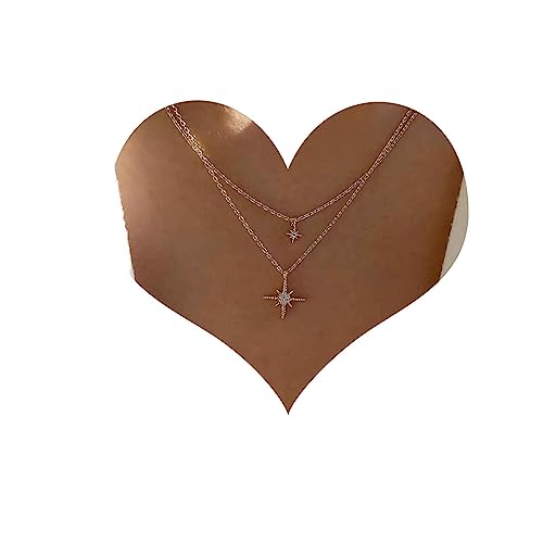 Cimenexe Bohème Geschichtet Kristall Nordstern Halskette Gold Starburst Anhänger Halskette Gepflastert Cz Stern Choker Halskette Strass Nordstern Kette Halskette Schmuck Für Frauen Und Mädchen von Cimenexe