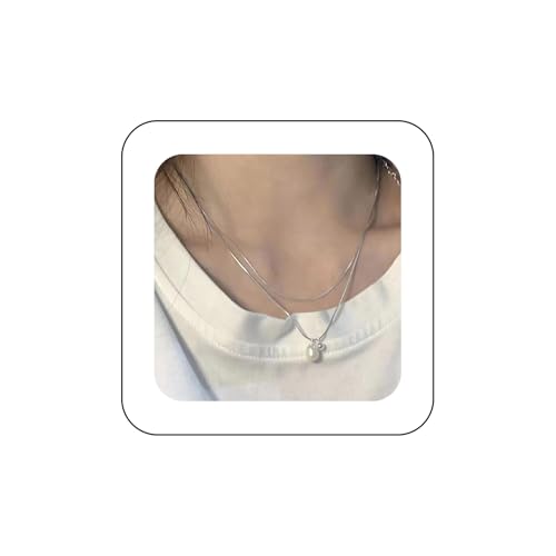 Cimenexe Bohème Geschichtet Perle Halskette Barock Anhänger Halskette Silber Runde Schlange Kette Halskette Minimalistische Kugel Perle Halskette Schmuck Für Frauen von Cimenexe