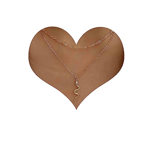 Cimenexe Bohème Geschichtet Schlange Anhänger Halskette Gold Schlange Choker Halskette Texturiert Viper Schlange Halskette Twist Link Kette Halskette Schmuck Für Frauen Und Mädchen Geschenke von Cimenexe