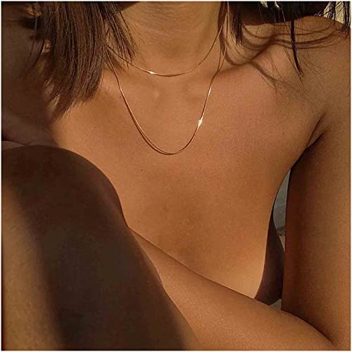 Cimenexe Bohème Geschichtet Schlange Kette Halskette Schlange Knochen Halskette Choker Flach Schlange Kragen Choker Halskette Gold Dünne Halskette Schmuck Für Frauen Und Mädchen von Cimenexe