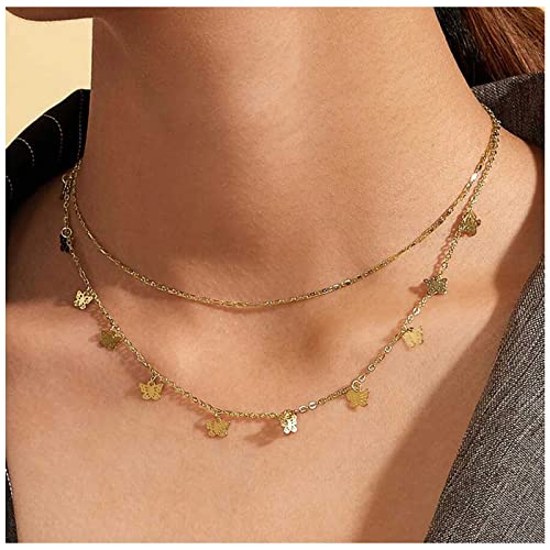 Cimenexe Bohème Geschichtete Schmetterling Anhänger Halskette Gold Schmetterling Choker Halskette Geschichtet Schmetterling Kette Halskette Punk Winzigen Schmetterling Halskette Schmuck Für Frauen von Cimenexe