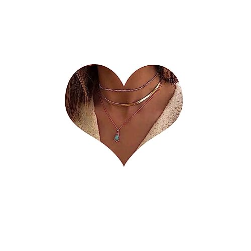 Cimenexe Vintage Türkis Stein Anhänger Halskette Gold Flach Schlange Kette für Frauen und Mädchen von Cimenexe