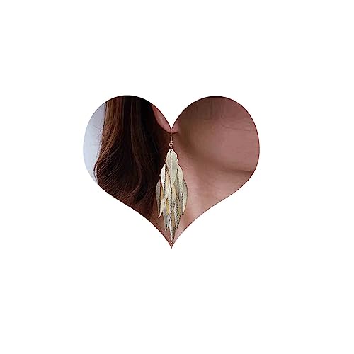 Cimenexe Bohème Geschichtetes Blatt Baumeln Gold Feder Tropfen Ohrringe Metall Blatt Haken Ohrringe Schmuck Für Frauen Und Mädchen von Cimenexe