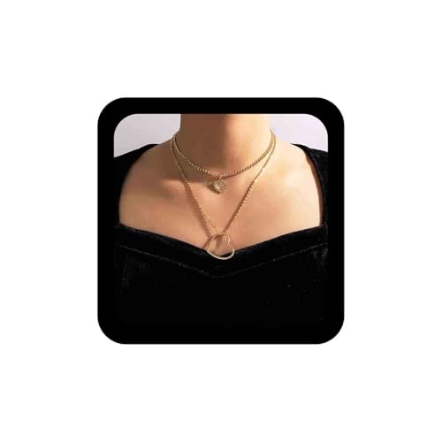 Cimenexe Bohème Liebe Herz Anhänger Halskette Brief Herz Halskette Choker Gold Geschichtet Choker Halskette Offenes Herz Kette Halskette Schmuck Für Frauen Und Mädchen von Cimenexe