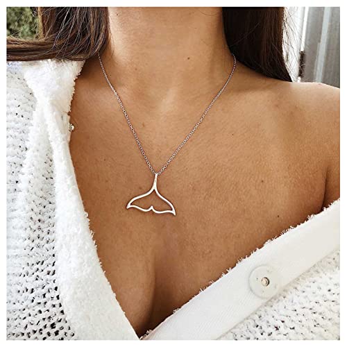 Cimenexe Bohème Meerjungfrau Fischschwanz Choker Halskette Silber Fischschwanz Anhänger Halskette Hohle Meerjungfrauenschwanz Halskette Minimal Kette Schmuck Für Frauen Und Mädchen von Cimenexe