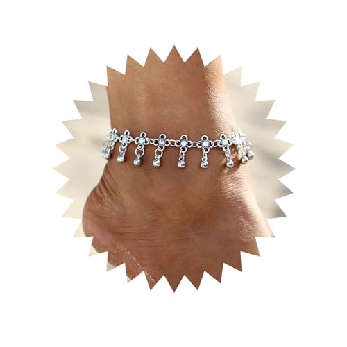 Cimenexe Bohème Metall Blume Baumeln Knöchel Armband Splitter Perlen Quaste Kette Fußkettchen Hohle Blume Perle Knöchel Minimalistische Fuß Kette Armband Sommer Strand Fuß Kette Schmuck Für Frauen von Cimenexe