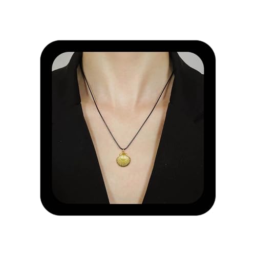 Cimenexe Bohème Muschel Choker Halskette Gold Muschel Anhänger Halsketten Schwarz Wachs Seil Kette Halsketten Minimalistischen Leder Kragen Halskette Schmuck Für Frauen von Cimenexe