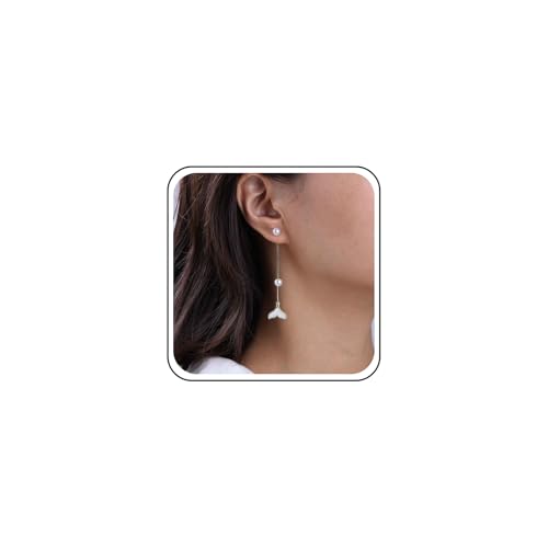 Cimenexe Bohème Perle Quaste Baumeln Ohrringe Gold Perle Ohr Jacke Ohrringe Weiß Emaille Fischschwanz Tropfen Ohrringe Lange Meerjungfrau Schwanz Perle Ohrringe Schmuck Für Frauen von Cimenexe
