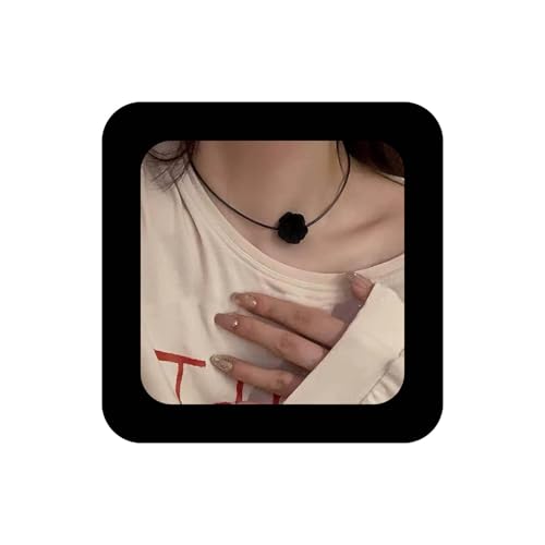 Cimenexe Bohème Samt Rose Choker Halskette Schwarze Rose Blume Kragen Halsketten Samt Kamelie Wachs Schnur Halsketten Schwarz Wachs Seil Kette Halskette Schmuck Für Frauen von Cimenexe