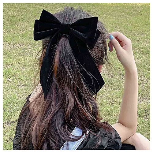 Cimenexe Bohème Samtbogen Haarspangen Schwarzes Band Schleife Haarspange Lange Satin Fliege Haarspangen Große Schwarze Samtbogen Haarspange Bogen Winter Dekorative Haarschmuck Für Frauen Und Mädchen von Cimenexe