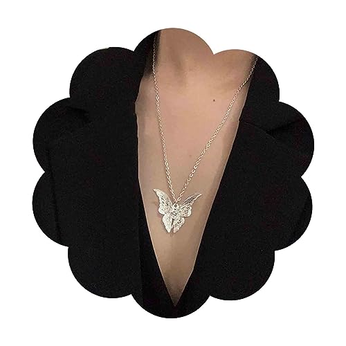 Cimenexe Bohème Schmetterling Anhänger Halskette Silber Hohle Schmetterling Halskette Großer Schmetterling Choker Halskette Minimalistische Schmetterling Halskette Schmuck Für Frauen Und Mädchen von Cimenexe