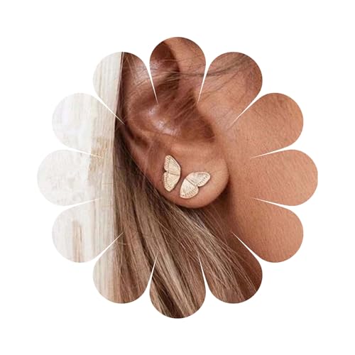 Cimenexe Bohème Schmetterling Ohrstecker Gold Metall Schmetterling Ohrringe Kleine Halbe Schmetterling Ohrstecker Minimalistische Schmetterling Ohrringe Schmuck Für Frauen Und Mädchen Geschenke von Cimenexe