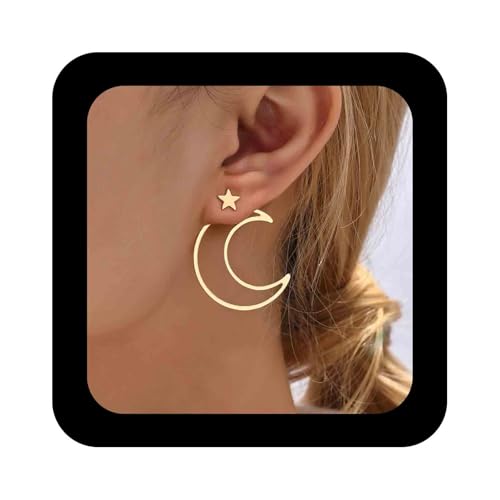 Cimenexe Bohème Stern Mond Jacke Ohrringe Gold Hohl Halbmond Ohrstecker Schmuck Für Frauen von Cimenexe