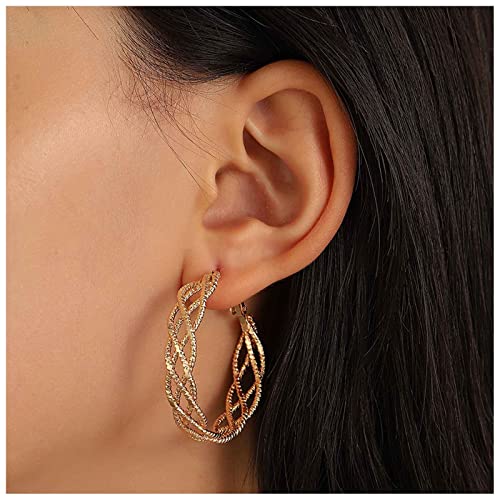Cimenexe Bohemia Mesh Hohle Kreis Ohrringe Gold Twist Hohle Ohrringe Ausschnitt Hoop Mesh Twist Ohrringe Metall Twist Kreis Ohrringe Schmuck Für Frauen Und Mädchen Geschenke von Cimenexe