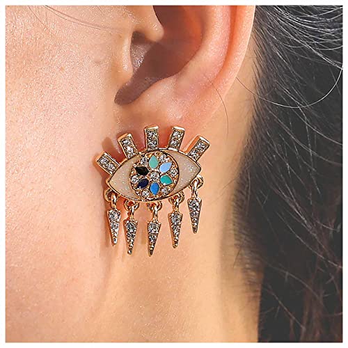 Cimenexe Bohemian Crystal Evil Eye Ohrstecker Cz Dreieck Ohrringe Strass Blume Auge Ohrringe Gepflasterte Dämon Auge Ohrringe Gold Schutz Ohrringe Schmuck für Frauen und Mädchen Geschenke von Cimenexe