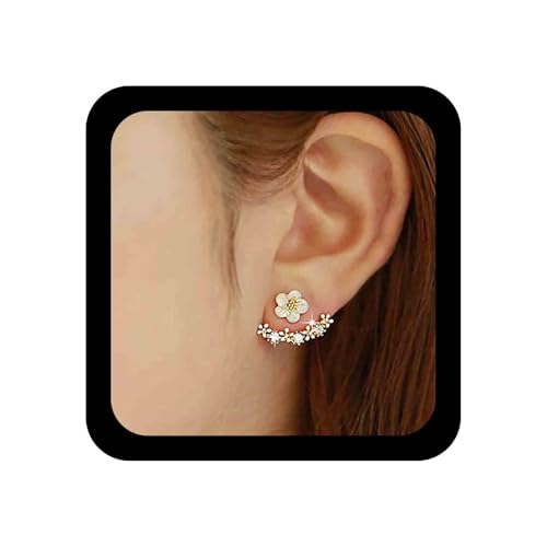 Cimenexe Bohemian Gänseblümchen Blume Ohrjacke Ohrringe Gold Kristall Ohrstecker Strass Blumenohrringe Zwei Wege Vorderseite Rückseite Ohrstecker Schmuck für Frauen und Mädchen Geschenke von Cimenexe