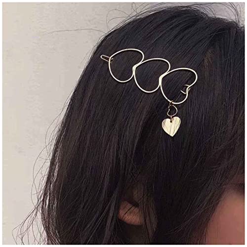 Cimenexe Bohemian Herz Haarspange Hohles Herz Haarspange Liebe Herz Baumeln Haarnadel Gold Dreifach Herz Haarnadeln Clips Metall Herz Kopfbedeckung Dekorativer Haarschmuck Schmuck für Damen und von Cimenexe