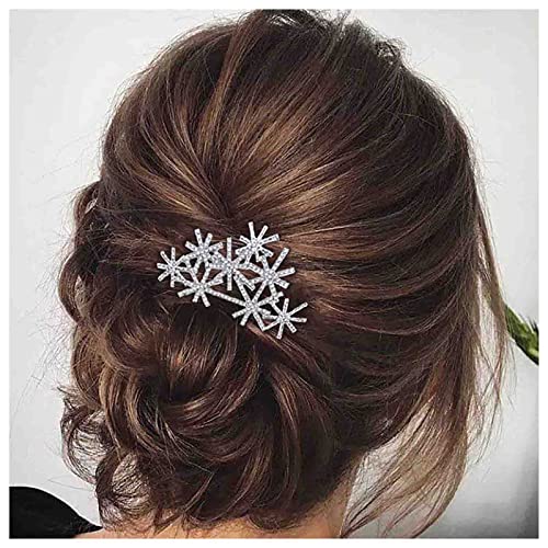 Cimenexe Bohemian Kristall Schneeflocke Haarkamm Cz Schneeflocke Haarteil Silber Strass Kopfschmuck Braut Kopfbedeckung Dekorative Hochzeit Kopfschmuck Haarschmuck Schmuck für Frauen und Mädchen von Cimenexe