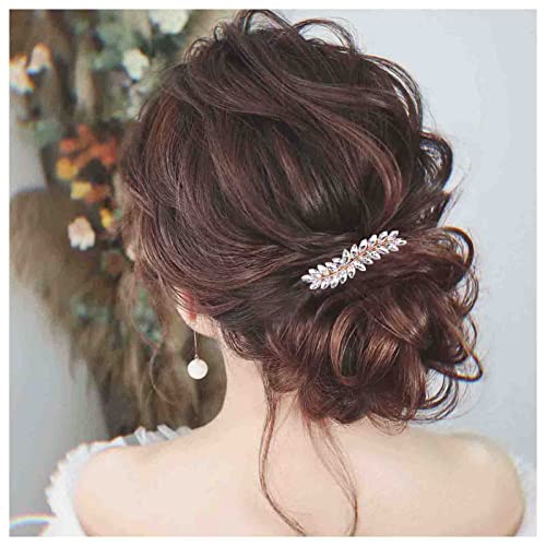 Cimenexe Bohemian Kristallblatt Haarspange Funkelnde Strass Haarspange Pin Blattgold Haarnadeln Clips Gepflasterte Blatt Haarspange Braut Kopfbedeckung Dekorative Hochzeit Haarschmuck Schmuck von Cimenexe