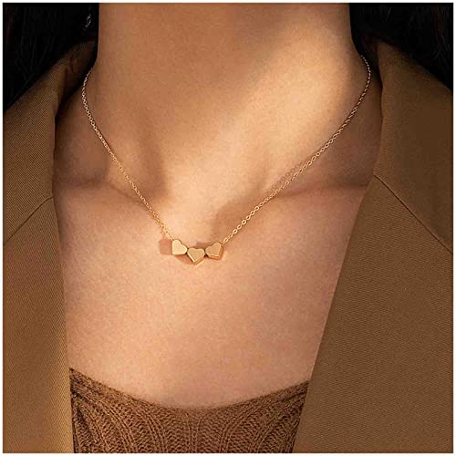 Cimenexe Bohemian Love Heart Pendant Choker Gold Triple Heart Choker Halskette Tiny 3 Heart Clavicle Necklace Minimalist Chain Necklace Jewelry for Women and Girls Gifts von Cimenexe