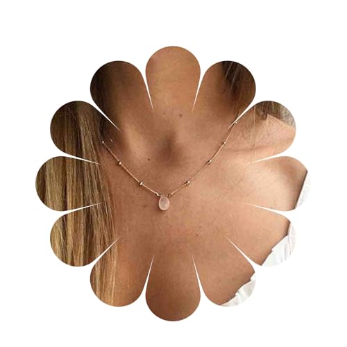 Cimenexe Bohemian Natural Moonstone Pendant Halskette Gold Satellite Choker Halskette Teardrop Moonstone Halskette Choker Geburtsstein Halskette Schmuck für Frauen und Mädchen von Cimenexe