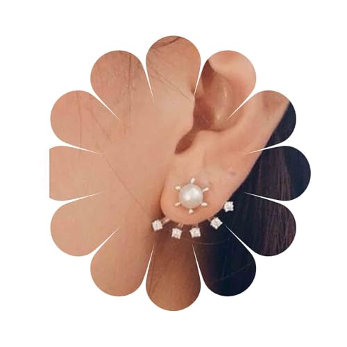 Cimenexe Bohemian Pearl Ear Jacket Ohrringe Gold Strass Ohrringe Gepflasterte Cz Ohrstecker Vintage Kristall Vorderseite Rückseite Ohrringe Schmuck für Frauen und Mädchen Geschenke von Cimenexe