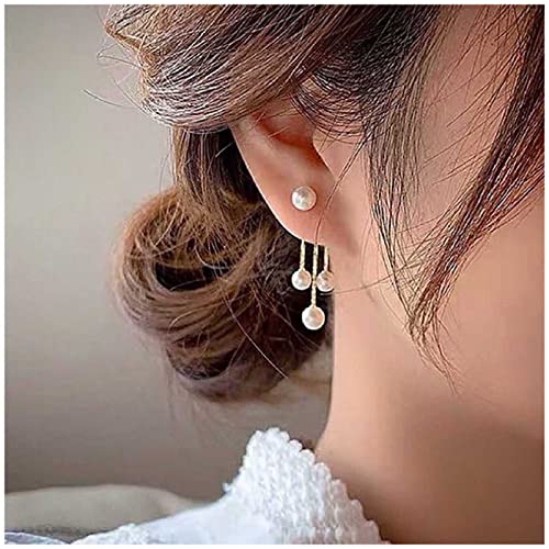 Cimenexe Bohemian Pearl Ear Jackets Ohrringe Gold Pearl Ohrstecker Vintage Pearl Dangle Ohrringe Two Ways Front Back Studs Ohrringe Schmuck für Frauen und Mädchen Geschenke von Cimenexe