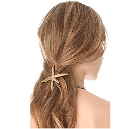 Cimenexe Bohemian Seestern Haarspange Strukturierte Seestern Haarspange Gold Seestern Haarnadeln Clips Strass Kopfbedeckung Dekorativer Haarschmuck Schmuck für Frauen und Mädchen von Cimenexe