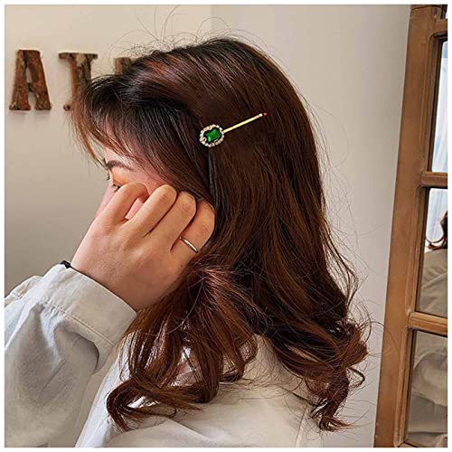 Cimenexe Bohemian Smaragd Haarspange Grün Kristall Haarnadeln Clips Gepflasterte Cz Haarspange Strass Haarspange Kopfclip Vintage Haarnadeln Kopfbedeckung Dekorative Bobby Pins Gold Haarschmuck von Cimenexe