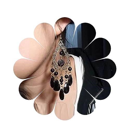 Cimenexe Boho Kristall Ohrringe Tropfen Strass Tropfen Ohrringe Schwarz Cz Quaste Ohrringe Kronleuchter Baumeln Haken Ohrringe Hochzeit Braut Ohrringe Schmuck für Frauen und Mädchen Party Cosplay von Cimenexe