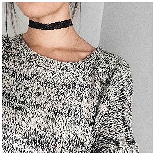 Cimenexe Goth Schwarz Stretch Choker Halskette Schwarz Spitze Choker Halskette Minimal Elastisch Kragen Halskette Kurz Schwarz Spitze Halskette Schmuck Für Frau Und Mädchen Halloween Party Cosplay von Cimenexe