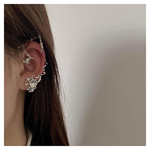 Cimenexe Gothic Dragon Claw Ear Cuff Ohrringe Claw Climber Wrap Ohrringe Spider Web Ear Crawler Ohrringe Silber Clip on Wrap Ohrringe Punk Crystal Knorpel Ohrringe Schmuck für Frauen und Mädchen von Cimenexe