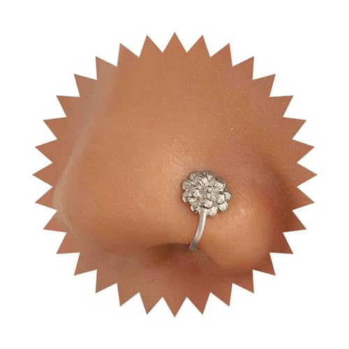 Cimenexe Gothic Nasenring Silber Blume Nase Manschette Ring Blume Nicht Piercing Nase Ring Kleine Blume Nase Ring Hoop Schmuck Für Frauen Und Mädchen Geschenke von Cimenexe