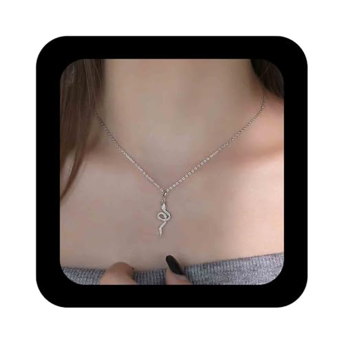 Cimenexe Gothic Schlange Kette Choker Halskette Kristall Schlangen Viper Anhänger Halsketten Silber Cz Gepflastert Schlangen Kette Halsketten Punk Strass Smaragd Schlange Kragen Halskette von Cimenexe