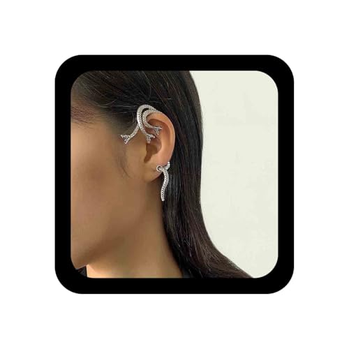 Cimenexe Gothic Schlange Ohr Manschette Ohrringe Schlange Wickelohrringe Schlange Ohr Crawler Ohrringe Silber Clip auf Wickelohrring Punk Schlange Knorpel Ohrring Schmuck für Frauen und Mädchen von Cimenexe