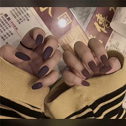 Cimenexe Gradient Brown Press on Coffin Nails Square Head Artificial Fingernails Coffin Nail Tips Medium Fingernails Full Cover Acryl Nail Matte Fake Nails for Women and Girls 24Pcs von Cimenexe