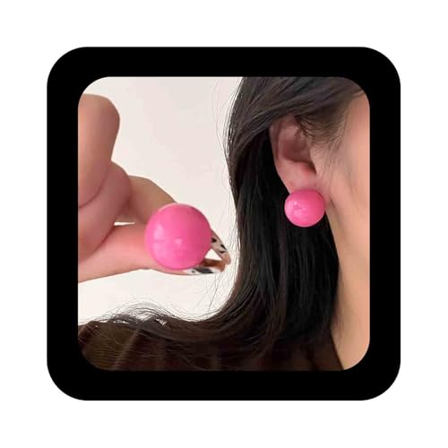 Cimenexe Punk Acryl Ball Knopf Ohrringe Emaille Bunten Ball Ohrstecker Ohrringe Runden Harz Ball Knopf Ohrringe Süßigkeiten Farbe Ball Ohrringe Schmuck Für Frauen (rosa) von Cimenexe