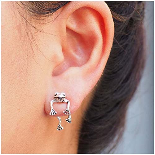 Cimenexe Punk Frosch Ohrstecker Ohrringe Silber Frosch Ohrstecker Ohrringe 3d Frosch Ohrringe Zweiseitig Ohrstecker Ohrringe Vorne Hinten Ohrringe Schmuck Für Frauen Und Mädchen Süße Geschenke von Cimenexe