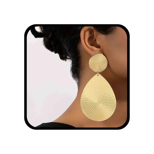Cimenexe Punk Geschnitzt Scheibe Oval Baumeln Ohrringe Gold Gehämmert Münze Ohrstecker Ohrringe Metall Texturiert Oval Tropfen Ohrringe Groß Texturiert Geometrischen Ohrringe Schmuck Für Frauen von Cimenexe