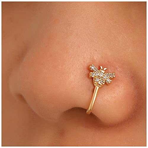 Cimenexe Punk Kristall Nasenring Gold Gepflastert Cz Biene Non Piercing Nasenring Cz Hummelnase Ring Reifen Strass Queen Bee Nasenring Schmuck Für Frauen Und Mädchen Geschenke von Cimenexe