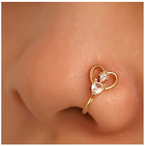 Cimenexe Punk Kristall Nasenring Gold Liebe Herz Non Piercing Nasenring Cz Hohl Herz Nasenring Reifen Strass Herz Nasenring Schmuck Für Frauen Und Mädchen Geschenke von Cimenexe