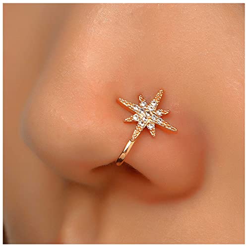 Cimenexe Punk Kristall Northstar Nasenring Gold Cz Stern Nicht Piercing Nasenring Cz Starburst Nasenring Reifen Strass Stern Clip Auf Nasenring Schmuck Für Frauen Und Mädchen Geschenke von Cimenexe