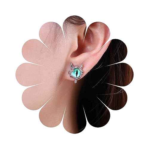 Cimenexe Punk-Kristall-Ohrstecker mit bösem Augapfel, grüne Dämonenauge-Ohrringe, Gothic-Glas-Ohrringe mit bösem Blick, grüne Teufelsauge-Ohrringe, Schmuck für Frauen und Mädchen, Geschenke von Cimenexe