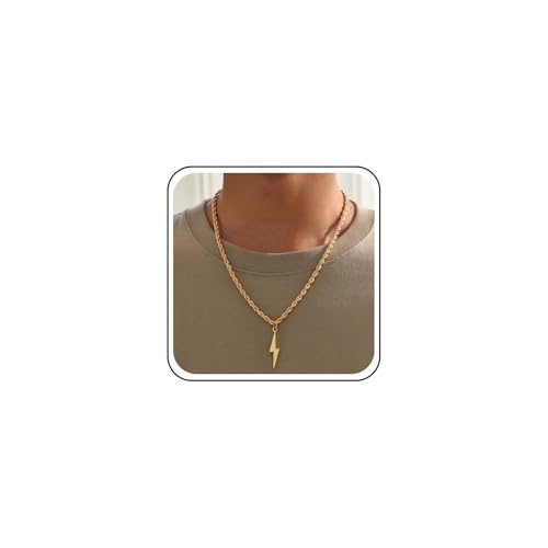 Cimenexe Punk Lighting Choker Halskette Gold Lighting Thunder Anhänger Halskette Thunder Twist Rope Chain Halskette Chunky Rope Link Chain Halskette Schmuck Für Frauen von Cimenexe